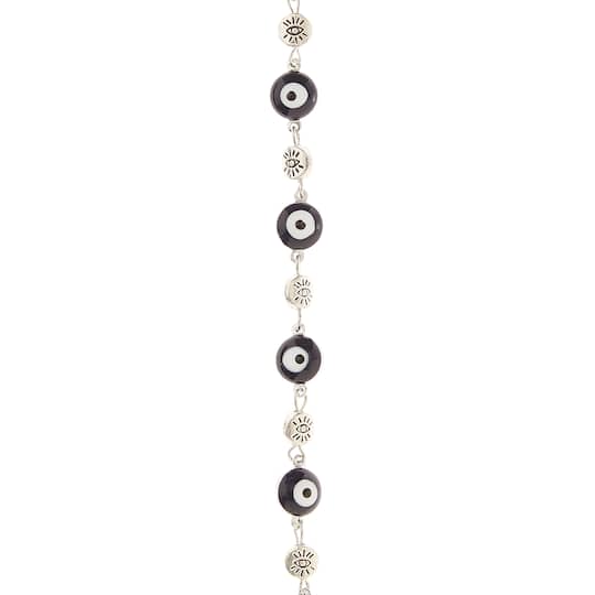 12 Pack: Rhodium Antique Metal Evil Eye Beads by Bead Landing™